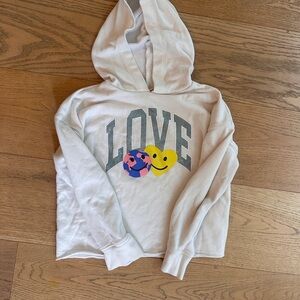 Kids White Hoodie with Love Print